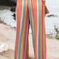 Multicolor Striped Smocked High Waist Wide Leg Pants