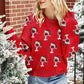 Racing Red Cheer for Christmas Round Neck Casual Sweater