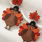 Racing Red Thanksgiving Turkey Leaf Pattern Dangle Earrings