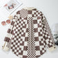 Brown Checkered Print Patchwork Corduroy Shacket