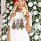 White Leopard Christmas Tree Graphic Crewneck Tee