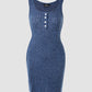 Buttoned Pocket Design Ribbed Bodycon Dress