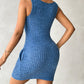 Buttoned Pocket Design Ribbed Bodycon Dress