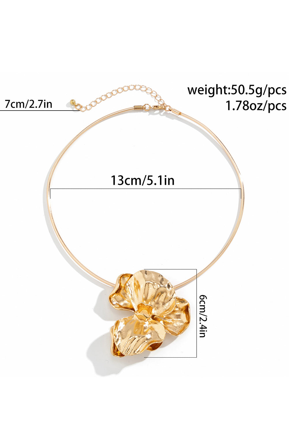 Gold Plated 3D Flower Hoop Necklace