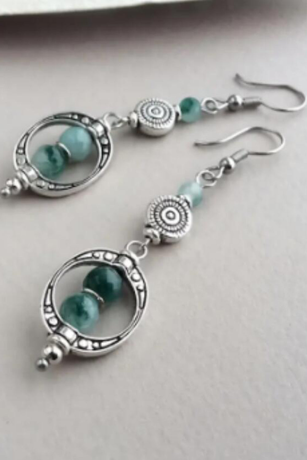 Silvery Boho Style Beaded Dangle Earrings