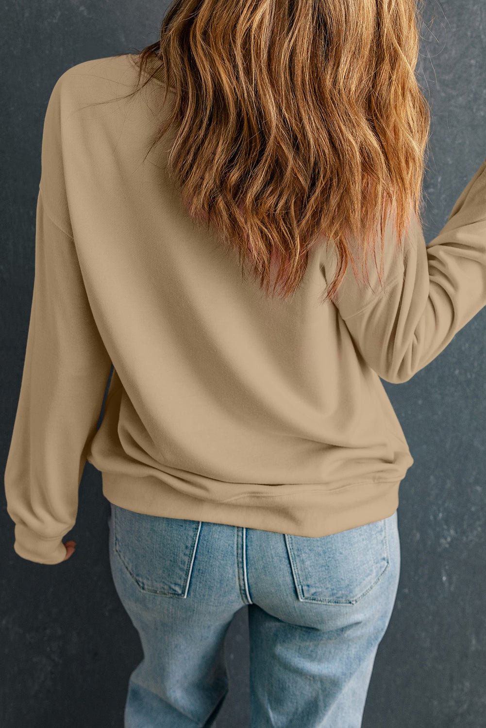 Khaki Thanksgiving Pie Print Drop Shoulder Sweatshirt