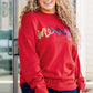 Fiery Red Tinsel merry Pattern Drop Shoulder Plus Size Sweater