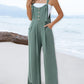 Tied Detail Pocket Design Button Front Jumpsuit Casual Wide Leg Overall