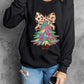 Black Bowknot Christmas Tree Shiny Graphic Sweatshirt