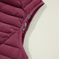 Burgundy Plush Collared Quilted Zipped Puffer Vest