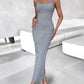 ChicMe ShapeSculpt Basic Lounge Slip U Neck Long Dress Elegant Sleeveless Ribbed Bodycon Maxi Dresses