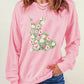 Pink Floral Bunny Printed Crewneck Easter Fashion Sweatshirt