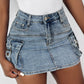 Pocket Design Buckled Denim Skirt