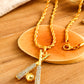 Gold Rhinestone Baseball Pendant Plated Alloy Chain Necklace