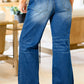 Ashleigh Blue Medium Wash Ripped Edge Flared Plus Size Jeans