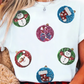 White Sequin Patterned Christmas Light Patch Round Neck Tee