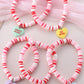 Pink Heart Shape Charm Beaded Multi Layer Bracelet Set