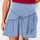 Beau Blue Asymmetric Ruffle Overlay Denim Mini Skirt