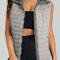 Silvery Plush Collared Quilted Zipped Puffer Vest