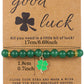 Blackish Green St Patricks Shamrock Beaded Elastic Bracelet