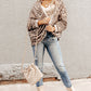 Khaki Leopard Print Batwing Sleeve Loose Tunic Cardigan