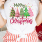 White Merry Christmas Holiday Vibe Graphic Crewneck T Shirt