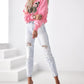 Butterfly Pattern Fleece Lined Sweatshirt Long Sleeve Crewneck Casual Loose Vintage Pullover Tops