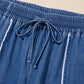 Sail Blue Washed Denim Chambray Loose Plus Size Pants