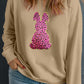 Apricot Easter Rabbit Sequin Patch Graphic Plus Size Sweatshirt