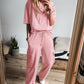 Apricot Pink Half Sleeve T-Shirt & Cargo Sweatpants Set