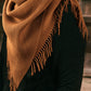 Chestnut Bohemian Fringe Trim Textured Scarf