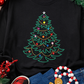 Black Rhinestone Christmas Tree Graphic Pullover Sweatshirt