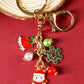 Gold Christmas Santa Claus & Snowflake Charm Keychain