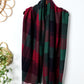 Racing Red Classic Christmas Plaid Fringed Scarf