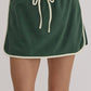 Evergreen Color Contrast Loose Pullover and Lace-up Waist Skort Set