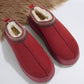 Fiery Red Contrast Print Suede Plush Lined Snow Boots