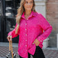 Allover Sequin Button down Long Sleeve Shirt Top