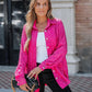 Allover Sequin Button down Long Sleeve Shirt Top