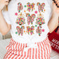 White Christmas Tree Bow Knot Print Round Neck T Shirt