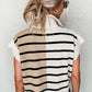 Black Stripe Colorblock Quarter Zip Collar Sweater Vest