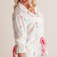 White Plus Size Wine Glass Print Bow Knot Pajama Set