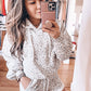 White Classic Leopard Hoodie and Shorts Set