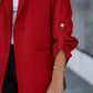 Notched Collar Roll Up Sleeve Blazer Coat