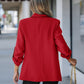 Notched Collar Roll Up Sleeve Blazer Coat