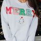 Beige MERRY Christmas Tree Chenille Patch Graphic Sweatshirt