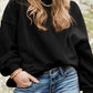 Black Loose Patchwork Crewneck Plus Size Sweatshirt