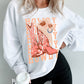 White Cowgirl Boots Hat HOWDY Graphic Corded Sweatshirt