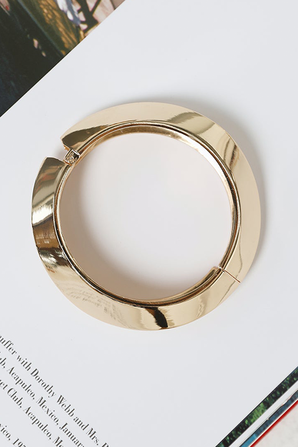 Gold Asymmetric Plated Alloy Bangle Bracelet