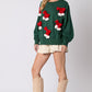 Blackish Green Christmas Bowknot Decor Crewneck Pullover Sweatshirt