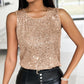 Allover Sequin Round Neck Tank Top